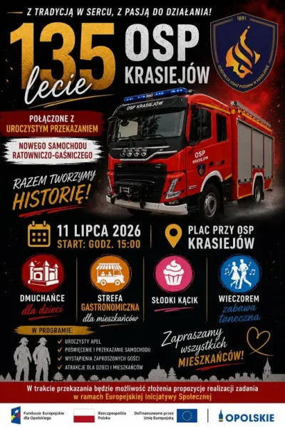 Zaproszenie na 135-lecie OSP Krasiejów